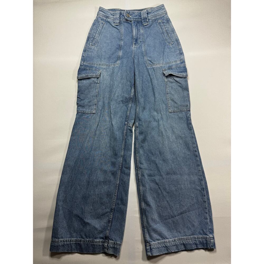Forever 21 Women's Baggy Wide Leg Cargo Blue  Jeans - Size 24x31*